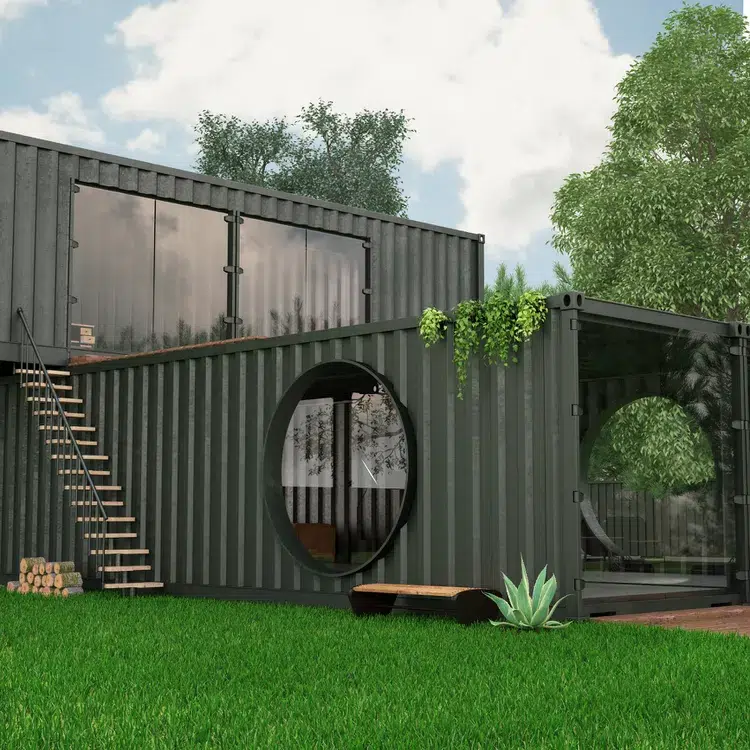 maison en container aux formes géométriques décoratives qui donnent un aspect luxieux - GOLIAT